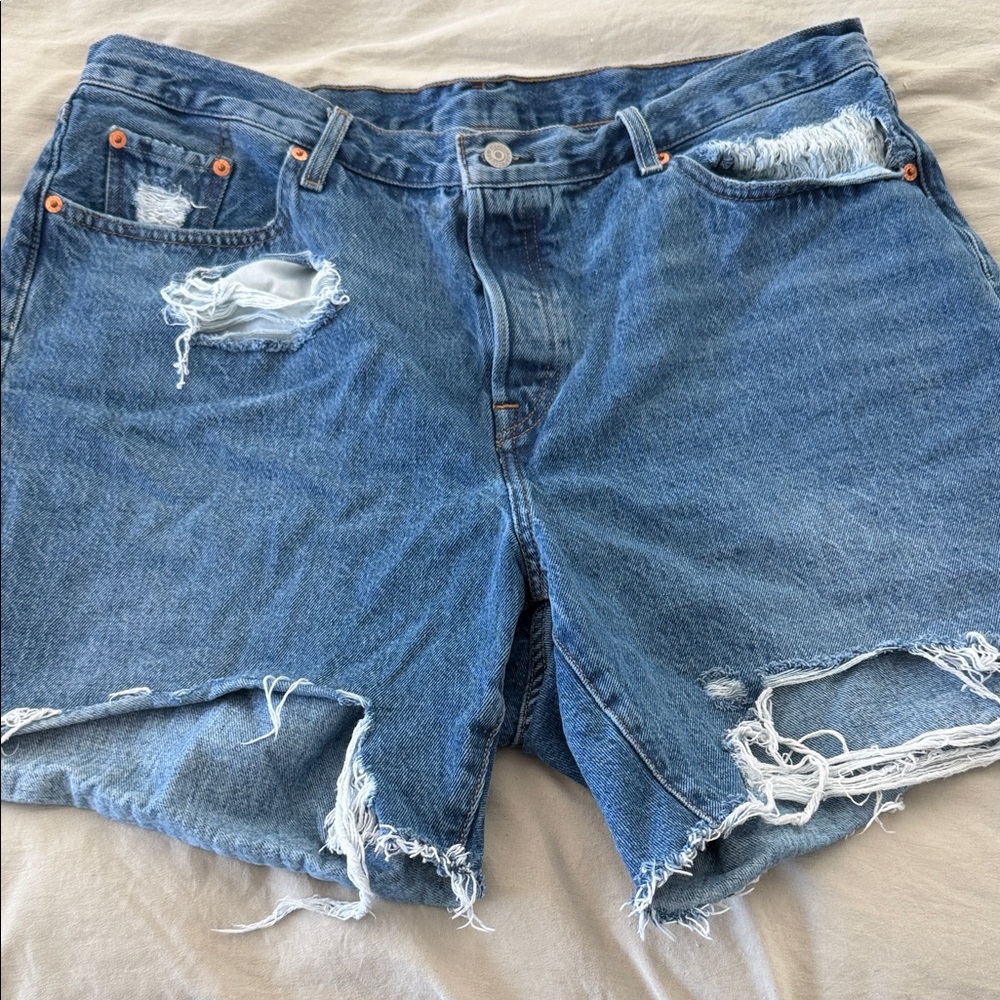 Levis Strauss Distressed Button Down Denim Shorts 16W